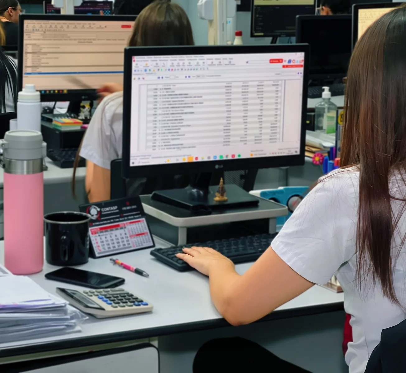 Mesa de trabalho com sistemas contábeis